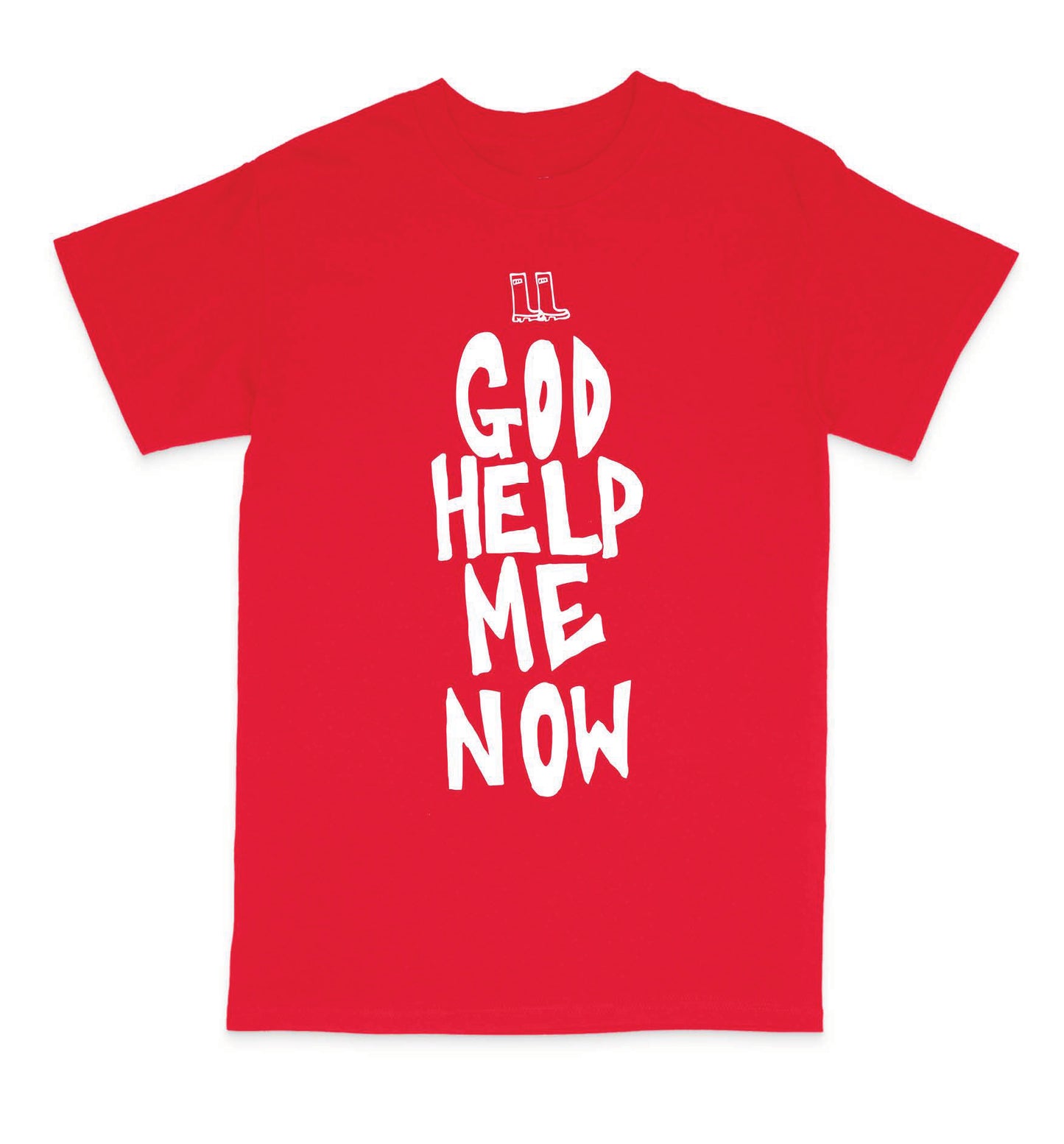 Ellur - God Help Me Now - White on Red T-Shirt